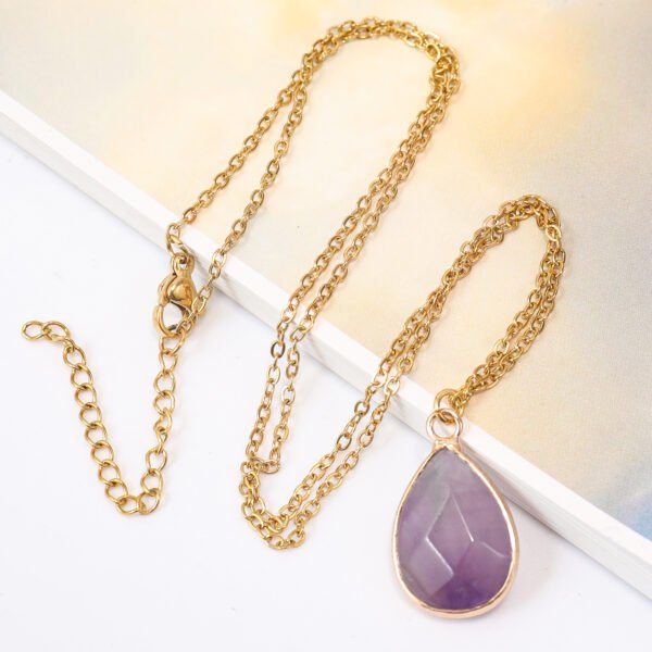 Gold Plated 14K Natural Stone Amethyst Pendant