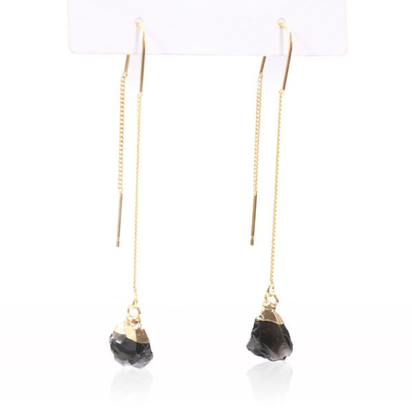 Natural Black Obsidian Gemstone Earrings