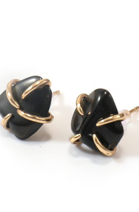 Black Obsidian Gemstone Ear Studs