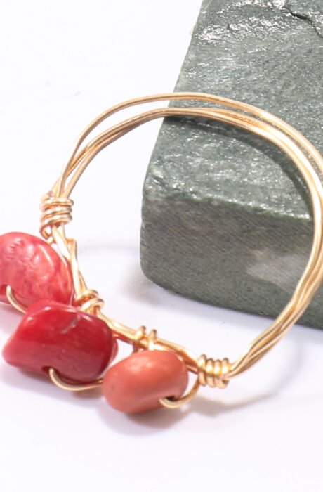Red Coral Gemstone Ring