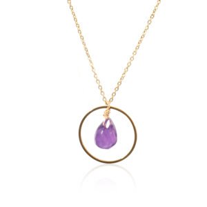 Tear Drop Amethyst Pendant Necklace