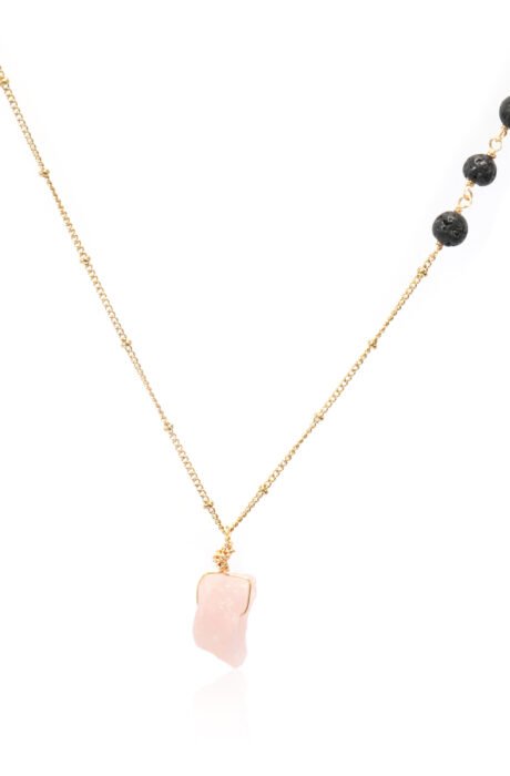 Rose Quartz and Lava Stone Necklace