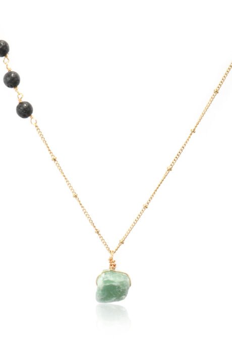 Green Aventurine and Lava Stone Necklace