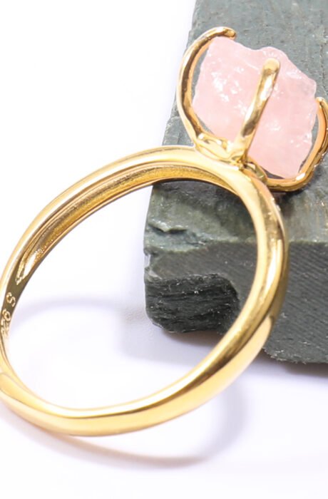 Raw Rose Quartz Stone Ring